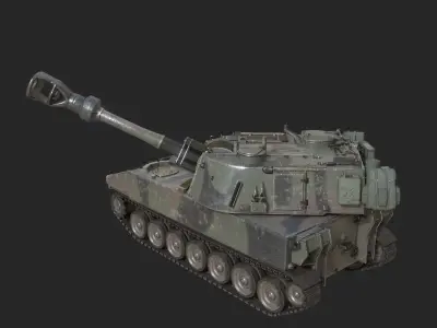 3 coatings of USA ARMY M109A5 Paladin 155mm SP Howitzer Low-poly 3D model