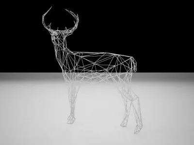 Reindeer gold deer wire sculpture 3D model