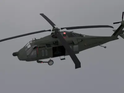 Black Hawk Helicopter with Full Interior Low-poly 3D model