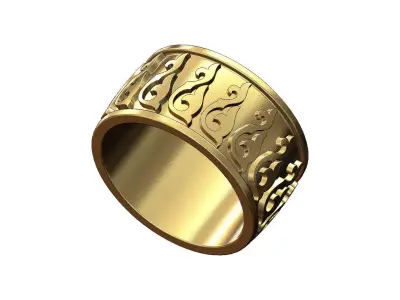 Floral scroll ornament 12mm wide band US sizes 8 9 10 3D print model