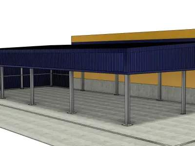 Structure with Overhead Gantry Crane 3D model