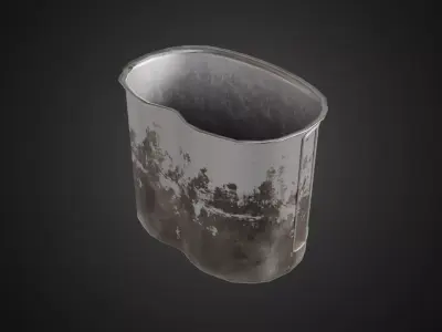 Canteen Cup 3D Model - Worn Military Butterfly Handle Pot Low-poly 3D model