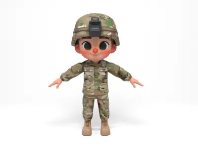 North american soldier Low-poly 3D model