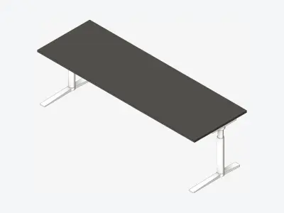 Desk - Rectangle - Simplicity - Adjustable Height - Single Low-poly 3D model