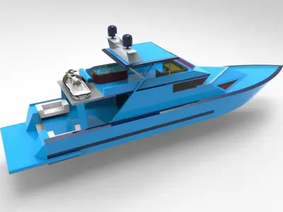 blue yacht 3D model
