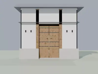 Japanese Castle Gate - Yaguramon Low Poly 3D Model Low-poly 3D model