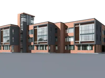 School Building 3D model 9