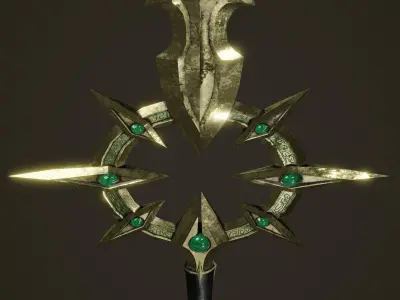 Fantasy PBR weapon game ready Low-poly 3D model