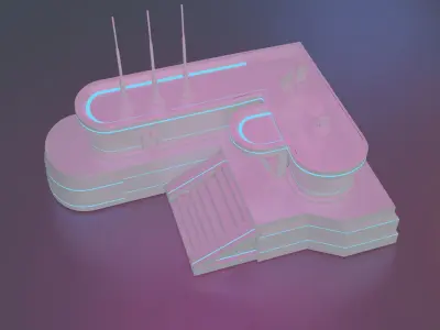 Futuristic Sci-fi skyscraper pack low poly 3d model Low-poly 3D model
