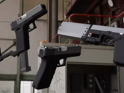 Hight-poly Glock17 with accessories 3D model