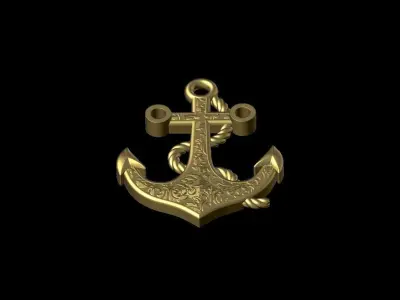 Anchor pendant 3D print model 3