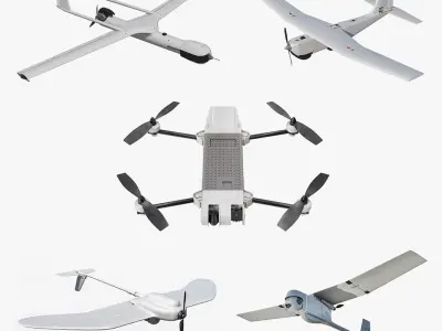 Small Military UAVs Rigged 2 Collection 3D model