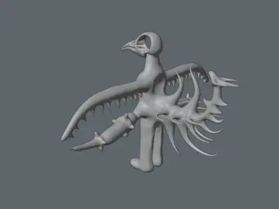 monster with crow skull head 3D model