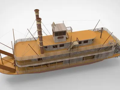 Paddle Steam Boiler Ship 3D model purchase