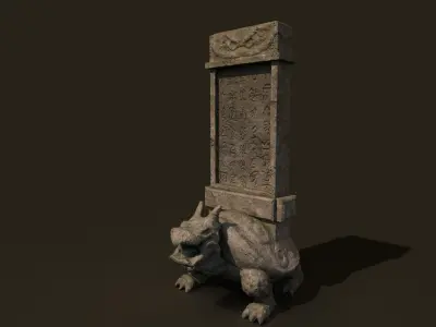 temple stone dragonturtle Low-poly 3D model