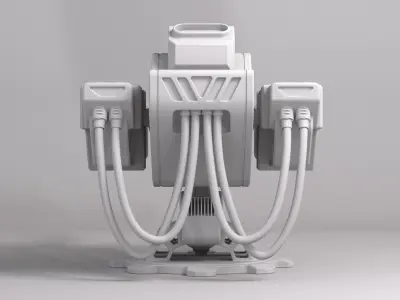 Sci Fi Machine Gun Turret Minigun Military Weapon Robot 3D model