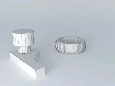 curtain rod end cap pipe holder and tie 3D model