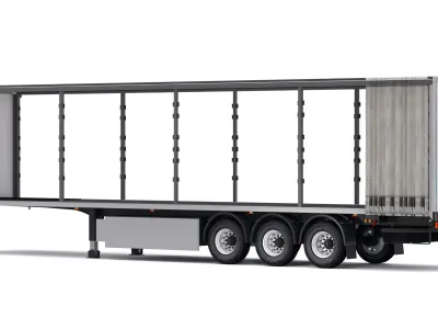 Semi Trailer Open Curtain 2 3D model