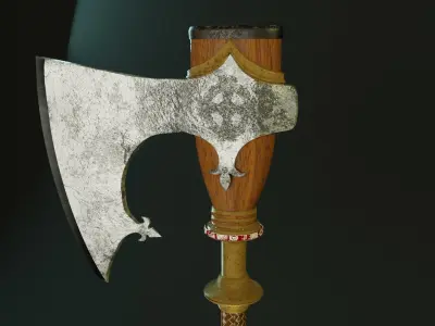 Stylized scandinavian axe high poly Free 3D model