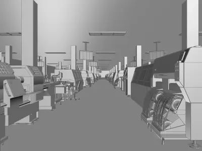 Factory production line 3D model get