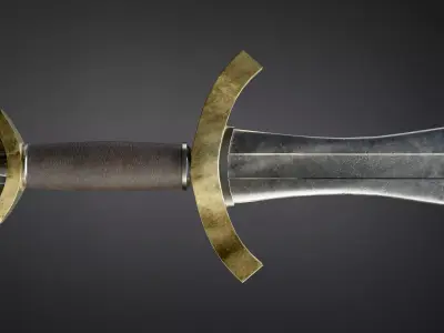 Medieval sword with ricasso Low-poly 3D model