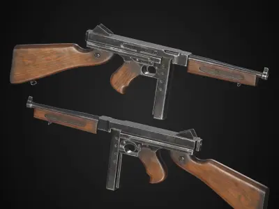 Thompson Submachine Gun Free low-poly 3D model purchase