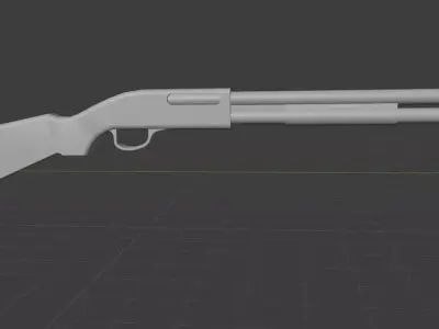 Simple Pump Shotgun Mesh with texture 3D model