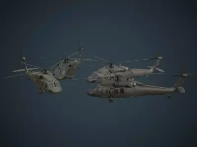 Military Helicopter 1B Low-poly 3D model