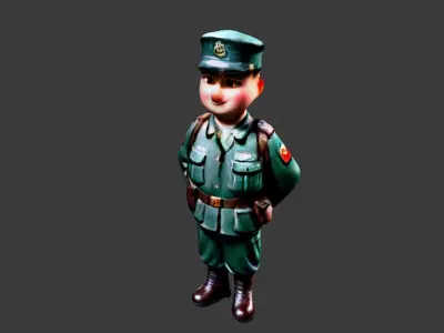 World War II Dirty Soldier Low-poly 3D model