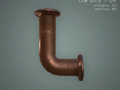 Curved Pipe - Low Poly Low-poly 3D model