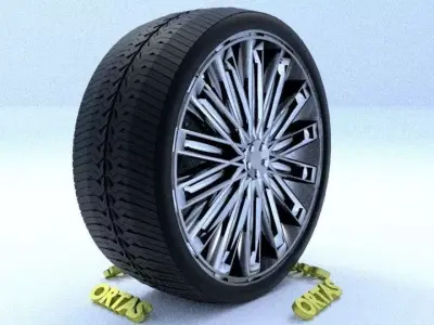 ORTAS CAR RIM 48 GAME READY RIM TIRE AND DISC 3D model