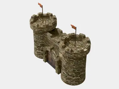 Medieval Castle with Towers Low-poly 3D model