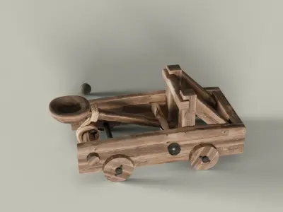 Catapult Animated Free low-poly 3D model
