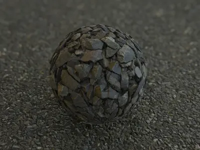 Dark Gravel RailWay Gravel Texture Low-poly 3D model