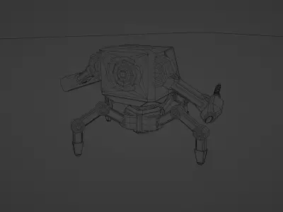 Low Poly Mech robot with neon lights Low-poly 3D model