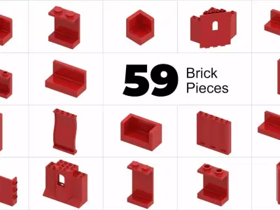 TwindBricks3D - 59 Bricks Panel collection 3D print model
