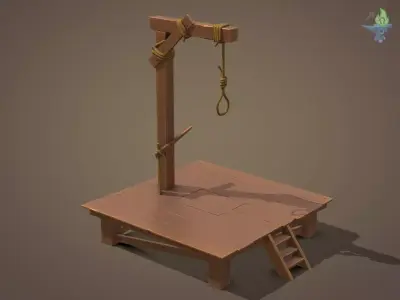 Gallows  Low-poly 3D model