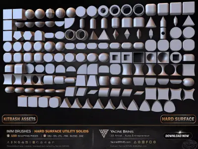 150 Hard Surface IMM Utility Solids Low-poly 3D model