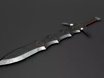 Dark Rune Sword Fantasy Weapon Low-poly 3D model
