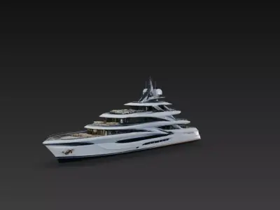 Modern Mega Super Yacht 3D Model Luxury Multi Deck Vessel 3D print model