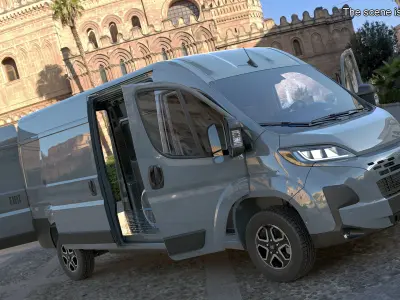 Fiat Ducato Medium Van Gray Color Simplified 3D model