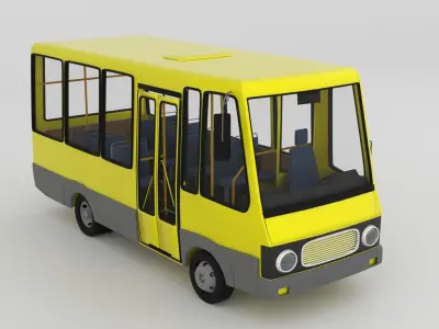 Stylized Cartoon Bus 3D Model  Low-poly 3D model