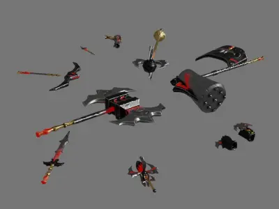 Evilish weapons dark fantasy 3D Model Pack