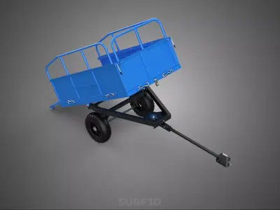 TIPPING DUMP TRAILER CARGO CART WAGON TRACTOR LAWN MOWER GARDEN 3D model