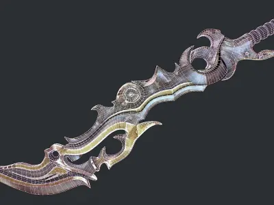 Fantasy Sword 3 3D Model Low-poly 3D model