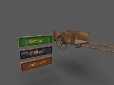 Medieval Props Low-poly 3D model