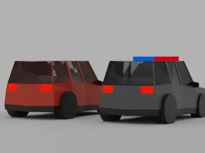 Low Poly SUV two police cars Low-poly 3D model