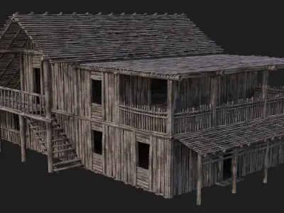 Old Wooden Building 4K Textures GameReady 183 Low-poly 3D model