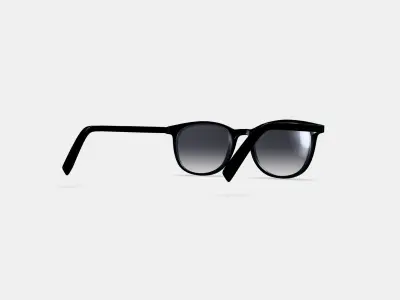 Durand Sunglasses in Jet Black with Polished Gold 3D model