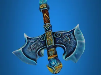 Diamond Greece medieval axe  Low-poly 3D model